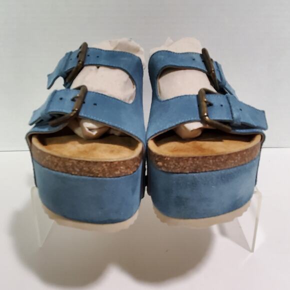 Free People Intentionally Blank Sandals Womens 9.5-10 EU 40 Blue Cork Flatform - Picture 4 of 16
